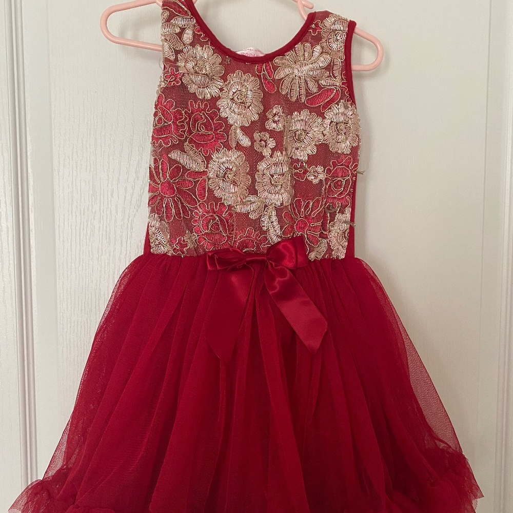 Red and gold holiday dress